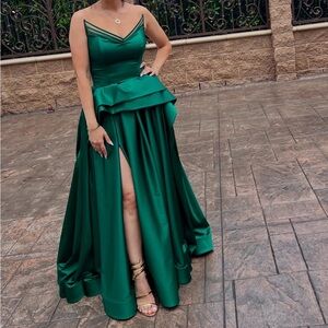 Emerald Green Custom Made Evening Gown